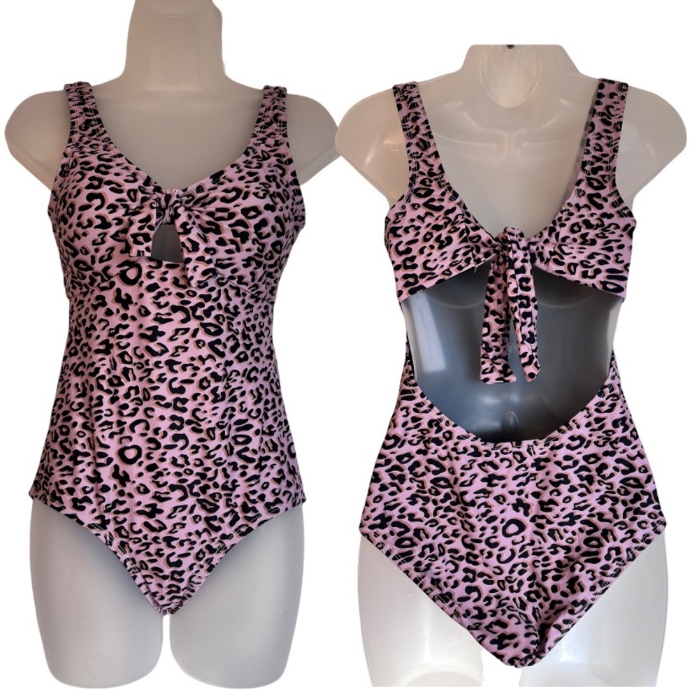 SeaFancy Pink Leopard Cutout One Piece Swimsuit Bathing Suit Size Medium